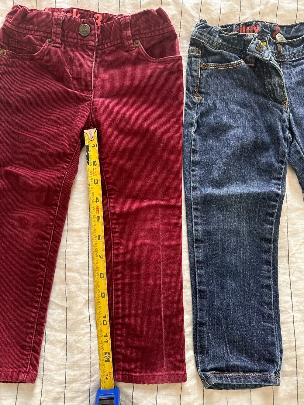 3 Pairs pants - Burgundy Corduroy & Denim Girls Pants